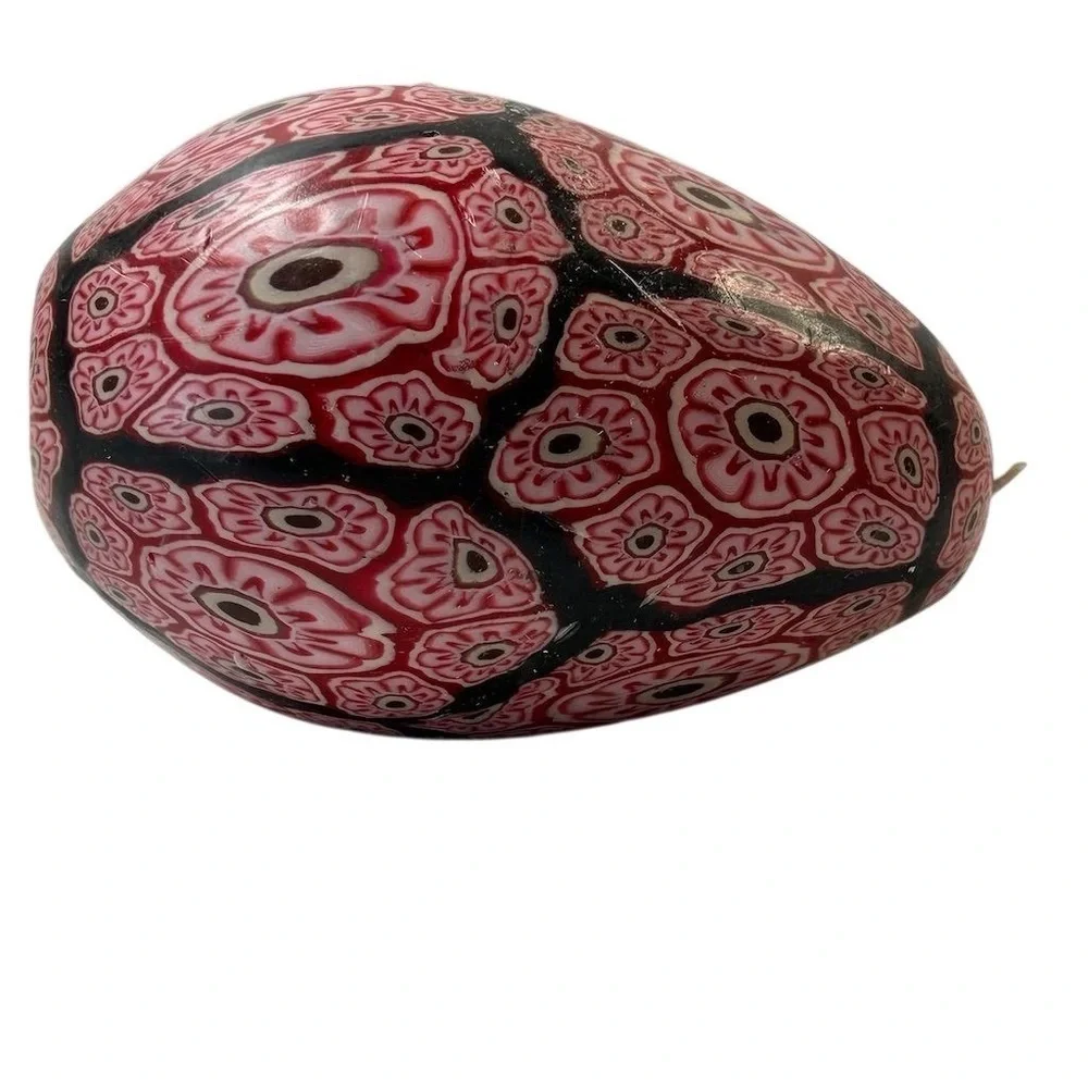 Vintage‎ Millefiori egg shaped candle pinkish red/black